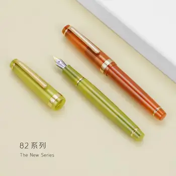 Lüks Jinhao 82 dolma kalem Şeffaflık Akrilik Kalem Spin Altın EF F Uç İş Ofis Okul Malzemeleri Yazma Mürekkep Kalem