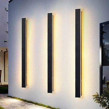 Dış duvar ışık LED su geçirmez balkon lambası IP65 alüminyum uzun duvar ışıkları bahçe Villa sundurma avlu aydınlatma AC220V