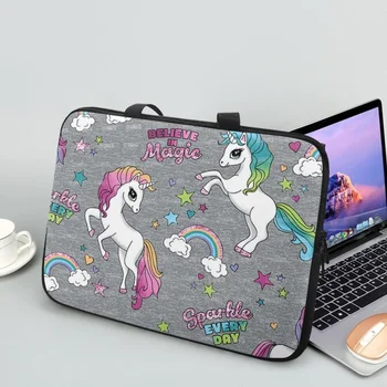 Karikatür Unicorn Baskı laptop hp çantası Dell Asus Apple Huawei Evrensel seyahat el çantası İçin 10.12.13.15.17 İnç bilgisayar kasası