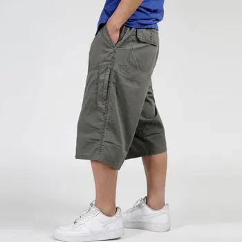 Askeri Tarzı 2022 Yaz Erkek dökümlü pantolon Kargo Pamuk Buzağı Uzunlukta 3/4 Pantolon Rahat Gevşek Pantolon Erkek Büyük Artı Boyutu XL-6X