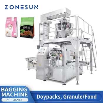 ZONESUN Otomatik Torbalama Makinesi Granül Doypack Pet Gıda Tahıl Paket Parçacıkları paketleme makinesi ZS-GB200