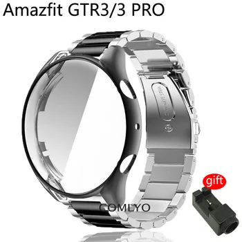 2in1 Amazfit GTR 3 GTR3 Pro Kayış Metal paslanmaz çelik şerit Bilezik SmartWatch TPU Tam Koruyucu Kılıf Kapak Kabuk Tampon