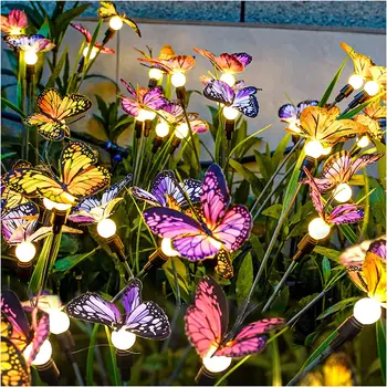Güneş kelebek bahçe ışıkları açık su geçirmez led bahçe peyzaj dekorasyon çim lambaları