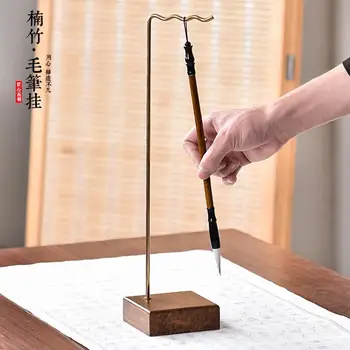 Yaratıcı saf bakır fırça tutucu kalem asılı bambu pirinç çok fonksiyonlu basit modern çalışma dört hazineleri kalemlik depolama