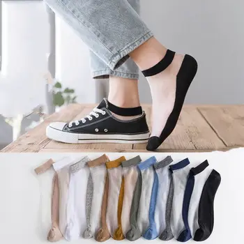 Kocalar için Görünmez Ayak Bileği Çorap Şeffaf Erkekler İçin Düz Renk Orta Tüp Çorap İpek Çorap Erkek Çorap Erkek Çorap