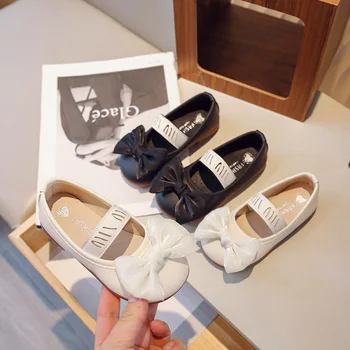 Çocuk Yay deri ayakkabı Yeni Bahar Sonbahar Moda Vahşi Kızlar Prenses Ayakkabı Bebek Yumuşak Rahat rahat ayakkabılar J35