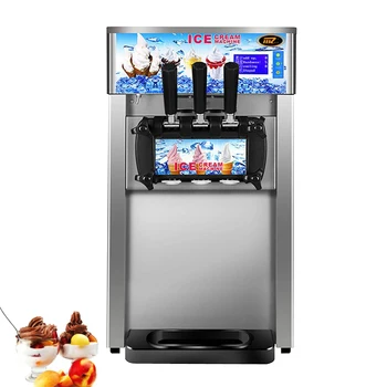 Paslanmaz Çelik Dondurma Makinesi Ticari Yumuşak Dondurma Makineleri 3 Tatlar Tatlı Koni Otomat