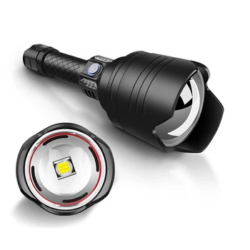 Yakınlaştırma feneri şarj edilebilir LED el feneri büyük geniş açı Lens güçlü ışık el feneri acil şarj