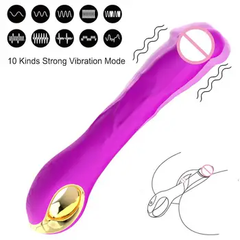 Acemi Yapay Penis Vibratör Kadınlar için Seks Oyuncakları Yetişkinler 18 Masturbators Vajinal Anal Masaj G Noktası Klitoris Stimülasyon 10 Frekans