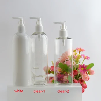 400ml Boş Plastik Şampuan Losyon krem şişesi Losyon Pompası İle PET Doldurulabilir vücut krem şişesi Duş jeli Sıvı sabun şişesi