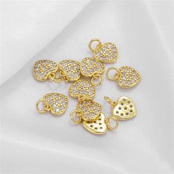 14K altın mikro seti tam zirkonya aşk kolye dıy aksesuarları kolye zincir kolye el yapımı dekoratif zincir takı malzemeleri