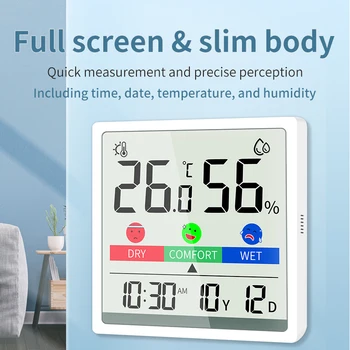 Mini LCD dijital elektronik termometre higrometre Kapalı sıcaklık higrometre Sensörü masa Bebek otel saat Ev termometre