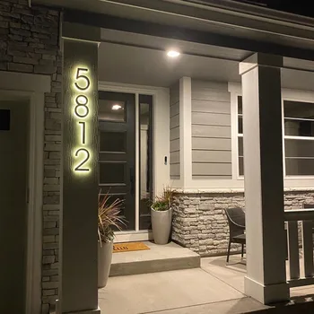 Ev Numaraları Harfler Metal 3D LED Aydınlatma Modern Reklam Hafif Ticari İşaretler Mağaza Mağaza Ev açık hava aydınlatması Özelleştirmek