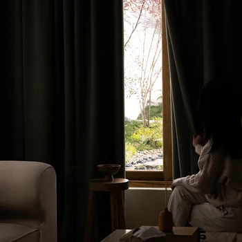 Işık lüks japon tarzı perdeler basit oturma odası perdeleri ev yatak odası ses geçirmez perde tam karartma Fransız pencere örtüsü