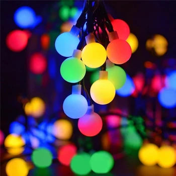 Büyüleyici Renkli Güneş Küre LED Dize ışıklar Bahçe düğün ve tatil açık dekor için 50 top şekilli LED'ler