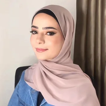 Kadınlar Katı Renk Şifon Başörtüsü Eşarp Wrap İslam Şal Kafa Bandı Müslüman Hicap Wrap Başörtüsü Eşarp 19 Renkler