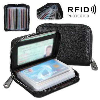2023 Yeni Mini Deri 20 Kart Cüzdan Mini deri cüzdan İş Çantası çanta tutucu RFID Engelleme Carteira Masculina Porte Carte
