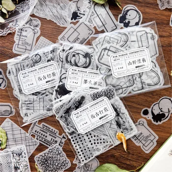 40 adet / 1 grup Kawaii Karalama Defteri Sticker Retro Beyaz Nostalji Scrapbooking Malzemeleri Planlayıcısı Dekoratif El Sanatları Kırtasiye Sticker