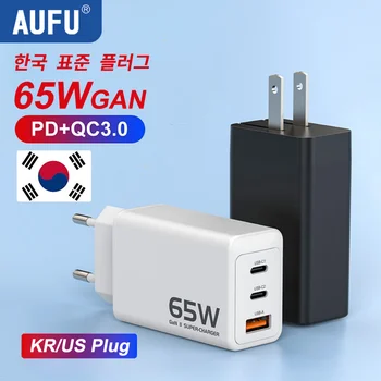 AUFU GaN 65W USB C Şarj Cihazı Hızlı Şarj 4.0 3.0 QC4.0 QC PD3.0 PD USB-C Tipi C Hızlı USB iphone şarj cihazı 14 13 Pro MacBook