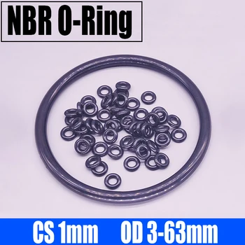 10-50 ADET NBR O Ring Conta Conta CS 1mm OD 3-63mm Nitril Bütadien Kauçuk Spacer Yağ Direnci Yıkayıcı Yuvarlak Şekil Siyah