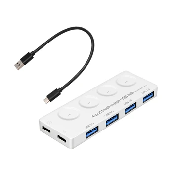 USB Hub 3.0 Splitter, 4 Port USB veri Hub ile bireysel On / Off anahtarları ve ışıkları için dizüstü, PC, bilgisayar, mobil HDD