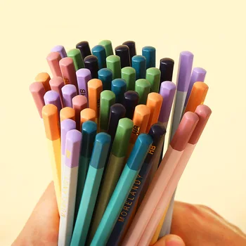 10 adet/takım Ahşap Kurşun Kalemler Kitleri Morandi renkli kurşun kalem Çocuklar için Sevimli Kırtasiye Seti Öğrenci Okul Yazma Malzemeleri