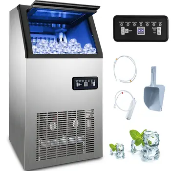 VEVOR Ticari buz yapım makinesi 60 kg/24 H 17 lbs Depolama Kapasitesi ile LCD Kontrol Paneli için Bar Ev Süpermarketler