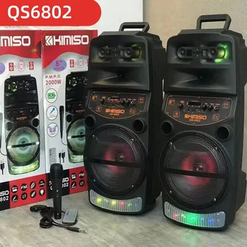 2000W Yüksek Güç bluetooth hoparlör Açık 8 İnç LED tekerlekli çanta Taşınabilir Ev Karaoke FM Yayın mikrofonlu hoparlör