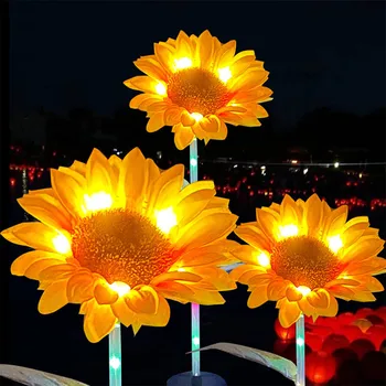 Yeni Güneş Led ışık Açık Renkli Ayçiçeği Çiçek Su Geçirmez Led çim lambası Bahçe Dekorasyon için Kır Evi Düğün Veranda