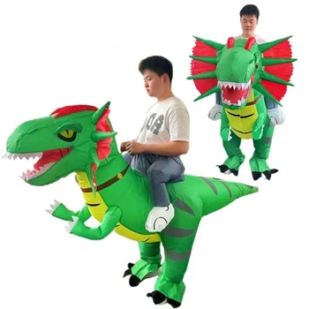 Dinozor Şişme Takım Cadılar Bayramı Sahne Yetişkin Performans Giyim Çift Sırt Ejderha Binmek Parti Malzemeleri Komik