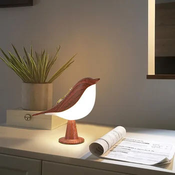 Yaratıcı 3 Renk başucu lambası dokunmatik anahtarı ahşap kuş gece ışıkları karartma parlaklık yatak odası masa okuma lambası dekor ev