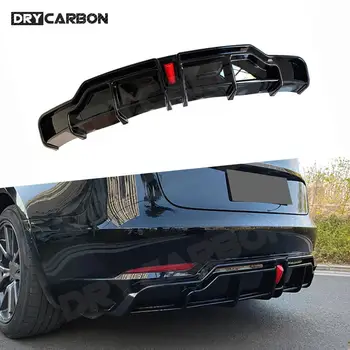 ABS siyah arka ÖN TAMPON Difüzör Spoiler çene için ışık ile Tesla Modeli 3 2017 + araba arka Dudak Spoiler BodyKit aksesuarları