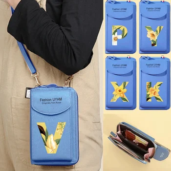 Kadın omuz askılı çanta Cep Telefonu Çanta Crossbody Çanta Cüzdan Kart Paketi dokunmatik ekranlı cep telefonu çantası Çiçek Desenli