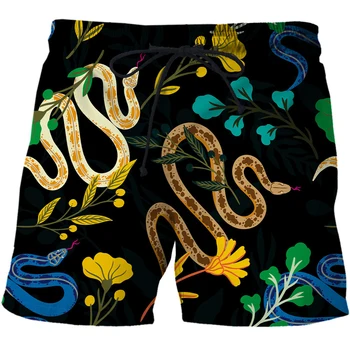 Erkek Şort Beachwear Soyut desen Baskılı 3D Moda Erkek Serin Rahat erkek Giyim Yüzme Gevşek kısa pantolon halat