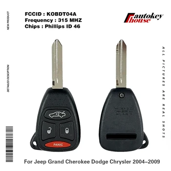 OEM 4 Düğme 315MHz ID46 Çip Kafa Anahtarı Jeep Grand Cherokee Dodge Chrysler 2004-2009 İçin Uzaktan CN087050 PN 05183349AA KOBDT04A