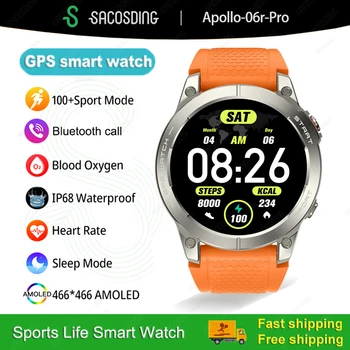 GPS Akıllı İzle Açık Spor Smartwatch AMOLED Her Zaman Ekran Sağlık Akıllı Bilezik Saatler Bluetooth Çağrı Huawei Xiaomi İçin