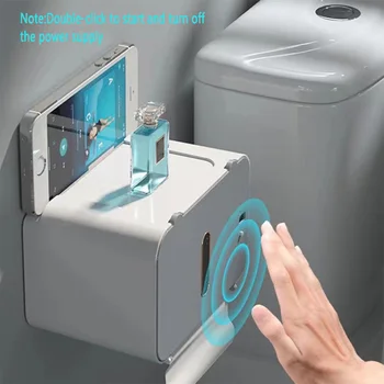 Akıllı sensör Doku Kutusu tuvalet Kağıdı Rafı WC Kağıt Tutucu İndüksiyon Otomatik Kağıt Besleyici Doku Kutusu Duvara Monte Punch-Ücretsiz