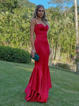 Bowith Kırmızı Balo Elbise Mermaid Kokteyl Elbise Resmi Durum Elbise Lüks Elbise Gala Parti için 2023 vestidos de fiesta