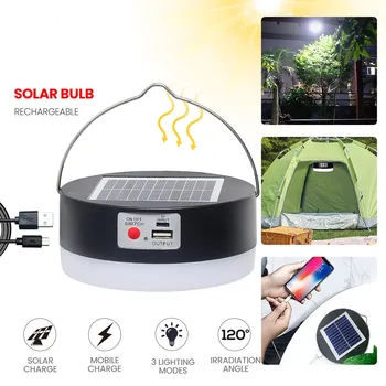Yüksek güç güneş LED kamp ışık USB şarj edilebilir ampul açık çadır lambası taşınabilir fener acil durum ışıkları BARBEKÜ yürüyüş için