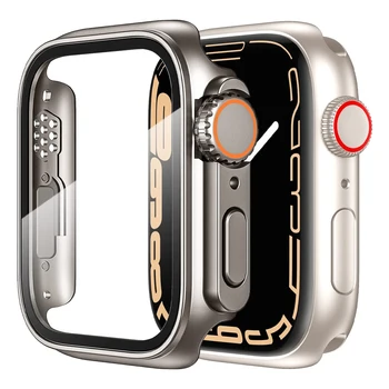 Değiştirin Ultra 49mm Ekran Koruyucu için Apple Watch Case 40mm 44mm 45mm 41mm PC Kapak + Cam Filmi iwatch serisi 8 7 6 5 4 SE