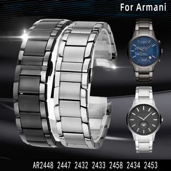 22mm Kavisli son Watchband Armani AR2452 AR2453 AR2448 2447 2453 Paslanmaz Çelik saat kayışı Katlanır Toka Gümüş Gül Altın
