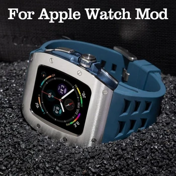 Lüks Metal Kasa Kayışı apple saat bandı 7 44mm 45mm mod seti Silikon Seti iWatch Serisi 6 5 4 44 45 Erkekler DIY Modifikasyonu