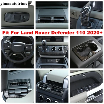 Land Rover Defender 110 için 2020-2023 Pencere Kaldırma AC Hava Firar Su Bardağı Paneli Kapak Trim ABS Karbon Fiber Aksesuarları İç