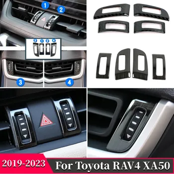 Toyota için RAV4 XA50 2019-2023 RAV 4 Hibrid Aksesuarları Araba Merkezi Kontrol Klima Havalandırma Çıkışı Paslanmaz Kapak Trim