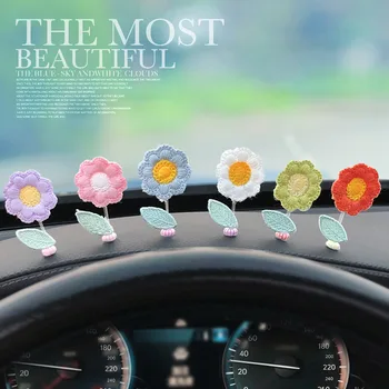 El yapımı Örme Çiçek Süslemeleri Üç Boyutlu Başını Sallamak Olacak Küçük Çiçek Araba Süsler Dekorasyon El Sanatları
