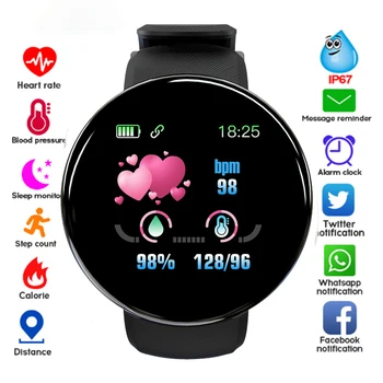 Yeni akıllı saat Erkekler Kadınlar akıllı bilezik LED D18 Smartwatch Su Geçirmez Akıllı Dokunmatik Ekran Bilezik Smartband Inteligente