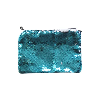 Kişiselleştirilmiş Parlak Sequins Geri Dönüşümlü Glitter Zarf el çantası Bayan Fermuarlı Akşam Makyaj Çantası Süblimasyon Boş Kozmetik çantası