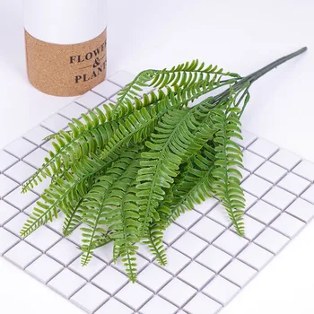 Gerçek Dokunmatik Yapay Plastik Fern Çim Buket Yapay Fern Yeşillik Dökmeyen Sahte Bitki Ev Bahçe masa dekorasyonu için