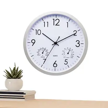 Büyük Açık Saat Dekoratif Yuvarlak Saat Termometre İle Saat Ev Banyo Mutfak Yatak Odası Okul Oturma Odası