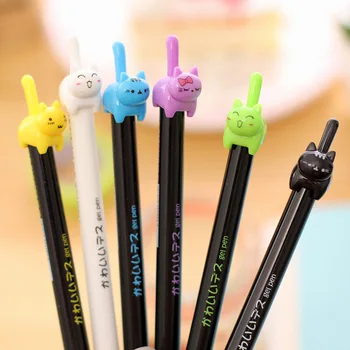 3 adet / grup Karikatür Kedi Kalemler Renkli Kediler Jel Kalemler Otomatik Kalem Yazma Hediyeler için 0.5 mm Ofis Okul Malzemeleri Sevimli Kırtasiye